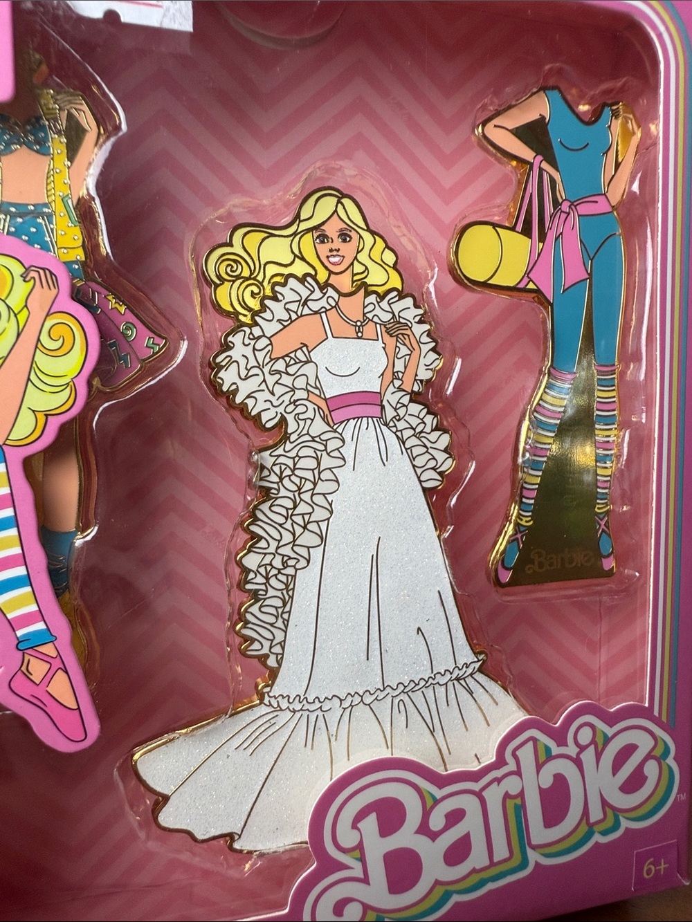 Loungefly In box Barbie™ 65th Anniversary Paper Doll Magnetic Pin Set enamel
